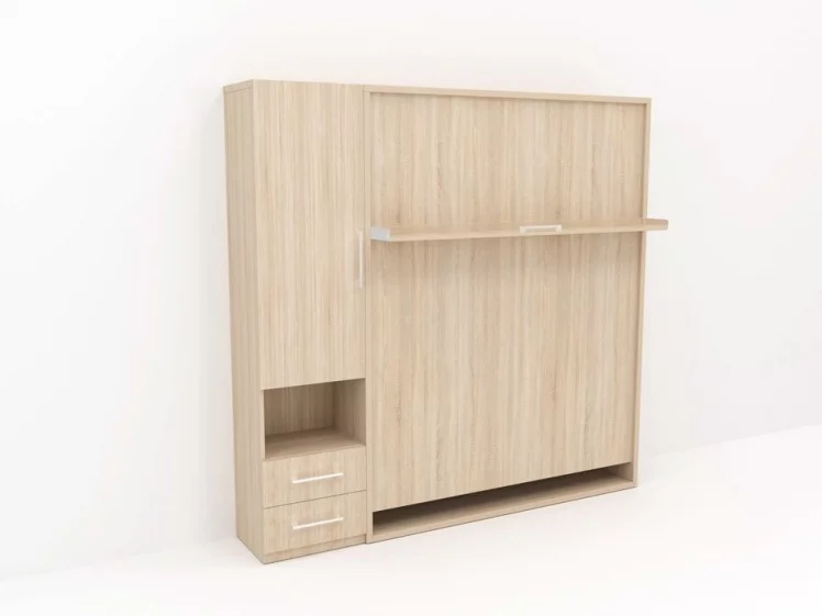 Кровать-трансформер Смарт 1 со шкафом 1400 левый Ясень шимо темный_0