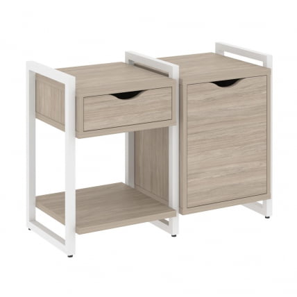 Тумба на регулируемых опорах наборная. Вариант №3 ЛОФТ ВР.Л-ТН-3.О Металл белый Дуб Аттик / LOFT VR.L-TN-3.O_0