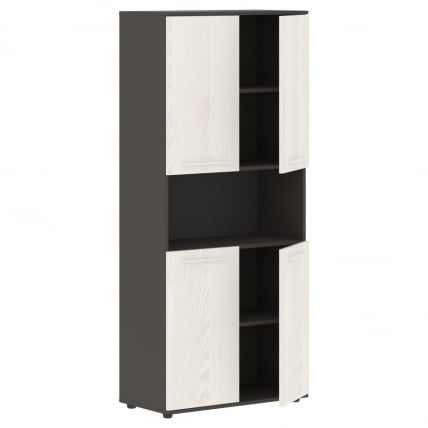 Шкаф с двумя комплектами глухих малых дверей ЕДИС ЕХCС 85.4 Ясень Траун Белый Мокко / EDIS EHCS_1