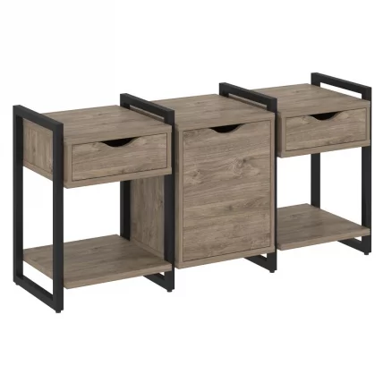 Тумба на регулируемых опорах наборная. Вариант №6 ЛОФТ ВР.Л-ТН-6.О Металл черный Тиквуд темный / LOFT VR.L-TN-6.O_0