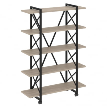 Стеллаж на колесных опорах - 5 полок ЛОФТ ВР.Л-МСТ.К-5.8В Металл черный Дуб Аттик / LOFT VR.L-MST.K-5.8V_0