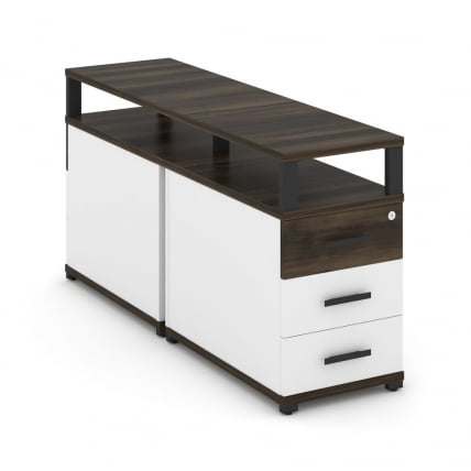 Тумба двухсторонняя опорная приставная с 3-мя ящиками и надставкой CОНCЕПТ CН.ДТГП-001 Б/В Дуб Мали Белый бриллиант Черный / CONCEPT CN.DTGP-001 B/W_0