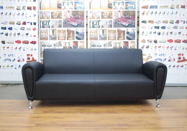 Диван офисный тройной Клерк 11 черный Екотекс 3001 / Ecotex_1