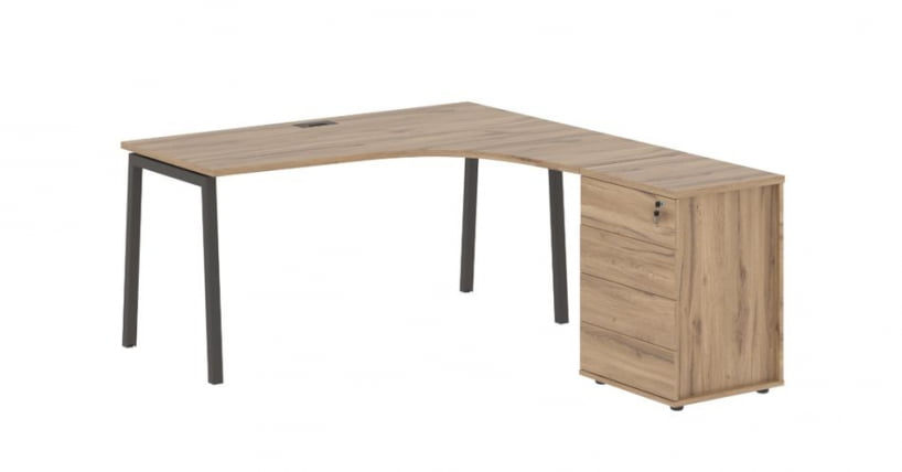 Стол эргономичный с тумбой (правый) ЕДИС ЕЛCЕТ 1518 Р Дуб Денвер светлый Мокко / EDIS ELCET R_0