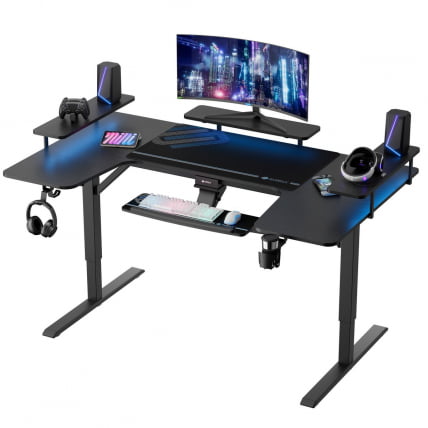 Стол для компьютера (для геймеров) У-образной формы с электрической регулировкой по высоте и трансформируемыми полками Еурека У-71 / U-образной Eureka U-71_0