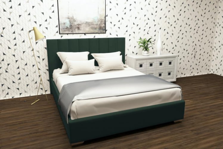 Мягкая интерьерная кровать Терра с подъемным механизмом Цвет фасада: Зеленый; Материал фасада: Металл/Велюр; Спальное место: 900х2000 мм_0