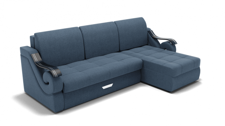 Диван Дубай-2 с оттоманкой угол левый/правый (ЗР) Цвет фасада: Голубой; Тип: Левый/правый; Материал фасада: Металл/Велюр_0