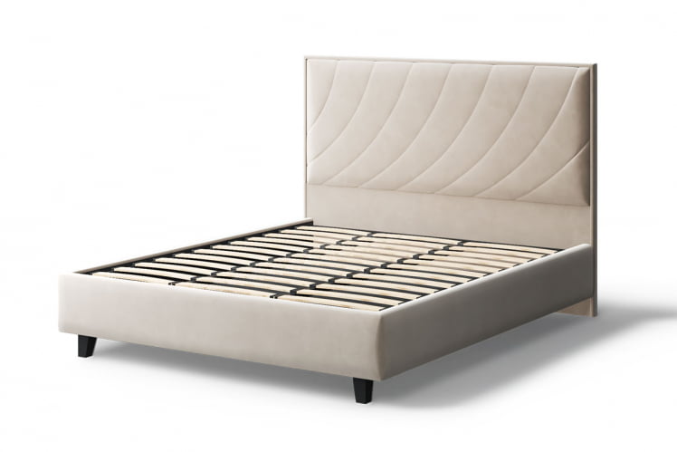 Кровать СОФИЯ 2000*1600мм (на опорах), велюр Бренди лайт 03 (бежевый), (б/основания, б/матраса)_2