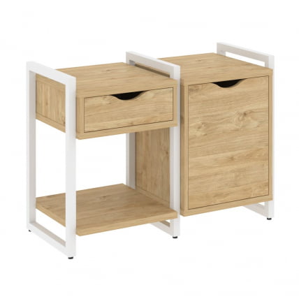 Тумба на регулируемых опорах наборная. Вариант №3 ЛОФТ ВР.Л-ТН-3.О Металл белый Тиквуд светлый / LOFT VR.L-TN-3.O_0