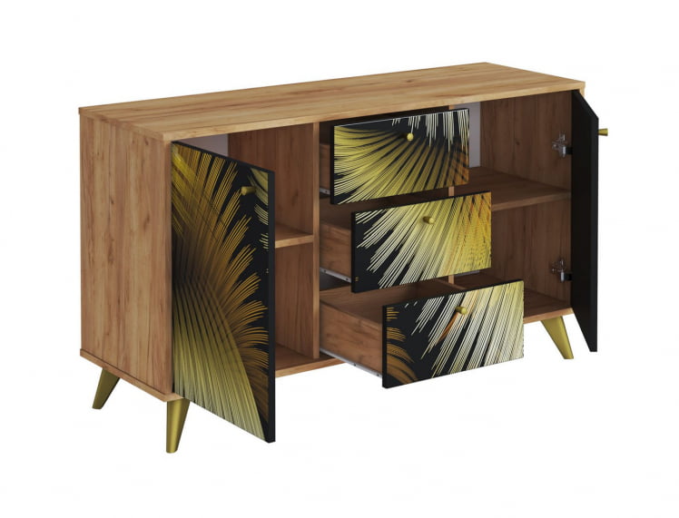 Комод Фьюжн КМ-003 дуб крафт золотой/ГОЛДЕН ФОРЕСТ / золотой/GOLDEN FOREST_1