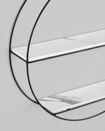 Полка Луна черная Белый мрамор / Luna_4