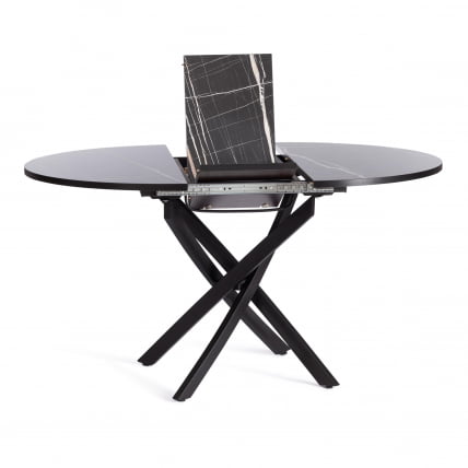 Стол МАНЗАНА ЛДСП/ХПЛ/металл, 100 х 100+30 х 75 см, Мрамор черный/черный / MANZANA ЛДСП/HPL/металл,_3