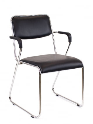 Кресло для посетителей Еверпроф Фикс Плус Хроме экокожа Черный / Everprof Fix Plus Chrome_0