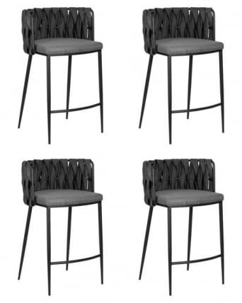 Стул полубарный ДОБРИН АМЕЛИА CОУНТЕР (серая ткань (Ф-48), темно-серый винтажный ПУ (МФ-12)) 4 шт / DOBRIN AMELIA COUNTER (F-48), PU (MF-12))_0