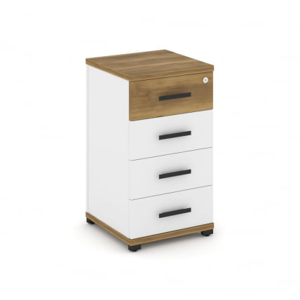 Тумба опорная/приставная с 4 ящиками CОНCЕПТ CН.ТУО-002 Б/В Сандал Янтарный Белый бриллиант Черный / CONCEPT CN.TUO-002 B/W_0