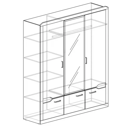Шкаф для платья и белья 3-х дверный Ронда №310 Венге Белый глянец_1