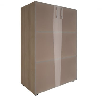 Шкаф книжный средний со стеклом без топа ЙАЛТА ЛТ-СТ 2.4 Снежная Платина / YALTA LT-ST_0