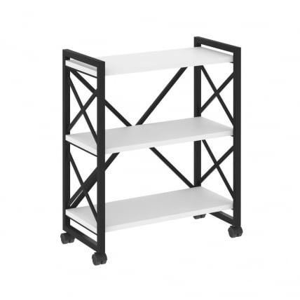 Стеллаж на колесных опорах - 3 полки ЛОФТ  ВР.Л-МСТ.К-3.8 Металл черный Белый Бриллиант / LOFT VR.L-MST.K-3.8_0