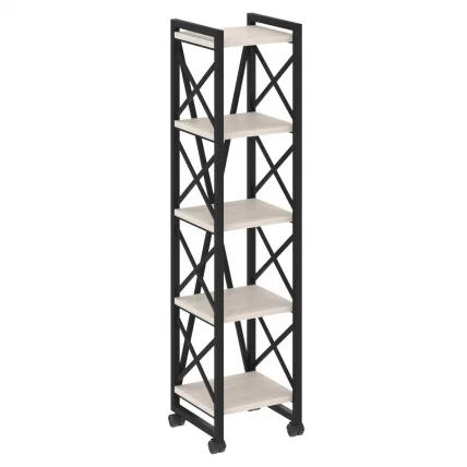 Стеллаж на колесных опорах - 5 полок ЛОФТ ВР.Л-МСТ.К-5.4 Металл черный Денвер светлый / LOFT VR.L-MST.K-5.4_0