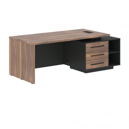 Стол руководителя правый ВЕЛИОН ВЕНЕЕР ВРCТ 2190 Р Американский орех Яшма черная / VELION VENEER VRCT R_0