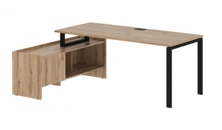 Стол с тумбой ЕДИС ЕУCТ 19814 Дуб Денвер светлый Черный / EDIS EUCT_0