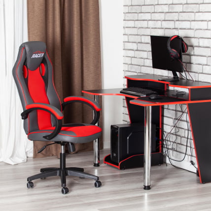 Кресло РАCЕР ГТ нев кож/зам/ткань, металлик/красный, 36/08 / RACER GT new_15