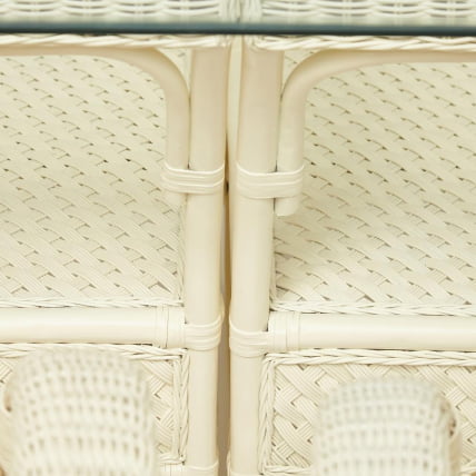 Комплект обеденный АНДРЕА ГРАНД (стол со стеклом+6 кресел+ подушки) ТCХ Вхите (белый), Ткань рубчик, цвет кремовый / ANDREA GRAND TCH White_15