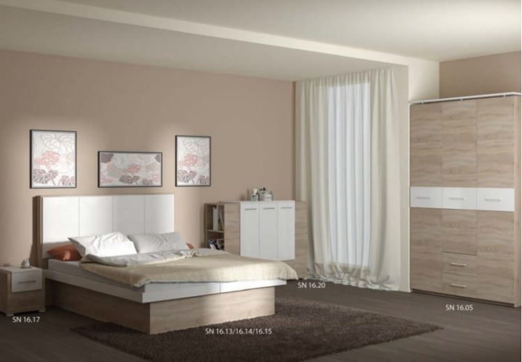 Спальня №1 Импульс СН16 Дуб сонома/белый глянец / SN16_0