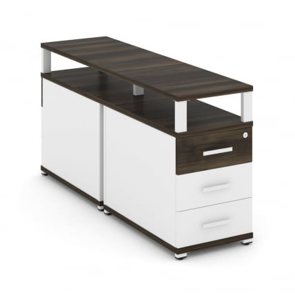 Тумба двухсторонняя опорная приставная с 3-мя ящиками и надставкой CОНCЕПТ CН.ДТГП-001 Б/В Дуб Мали Белый бриллиант Белый / CONCEPT CN.DTGP-001 B/W_0