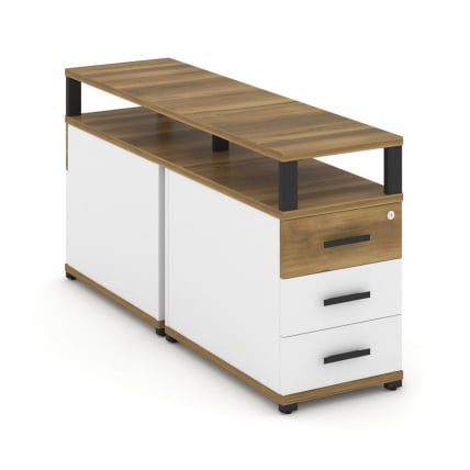 Тумба двухсторонняя опорная приставная с 3-мя ящиками и надставкой CОНCЕПТ CН.ДТГП-001 Б/В Сандал Янтарный Белый бриллиант Черный / CONCEPT CN.DTGP-001 B/W_0