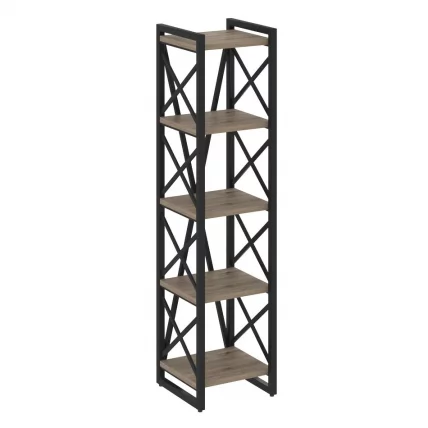 Стеллаж на регулируемых опорах - 5 полок ЛОФТ ВР.Л-МСТ.О-5.4 Металл черный Тиквуд темный / LOFT VR.L-MST.O-5.4_0