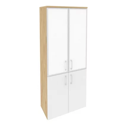 Шкаф высокий широкий ОНИКС О.СТ-1.2Р вхите Тиквуд Светлый/Белый / ONIX O.ST-1.2R white_0