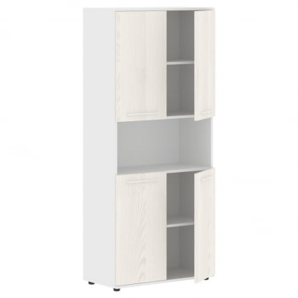 Шкаф с двумя комплектами глухих малых дверей ЕДИС ЕХCС 85.4 Ясень Траун Белый Белый / EDIS EHCS_1