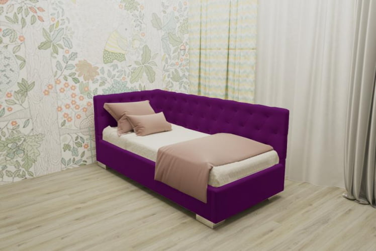 ДЕТСКАЯ МЯГКАЯ ИНТЕРЬЕРНАЯ КРОВАТЬ ВЕРСАЛЬ С ПОДЪЕМНЫМ МЕХАНИЗМОМ (БЕРХОУСЕ) Цвет фасада: Фуксия; Материал фасада: Металл/Велюр; Спальное место: 800х1900 / (BERHOUSE)_0