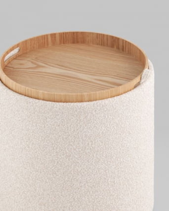 Пуф-столик с ящиком Хюгге С букле бежевый / S_4