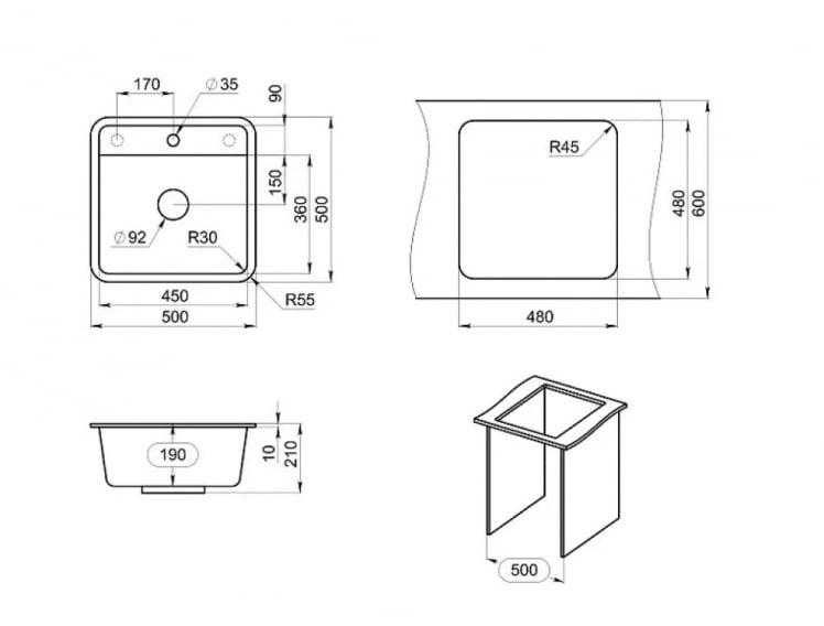 Кухонная мойка ГРАНУЛА 5001 Бежевый / GRANULA_2