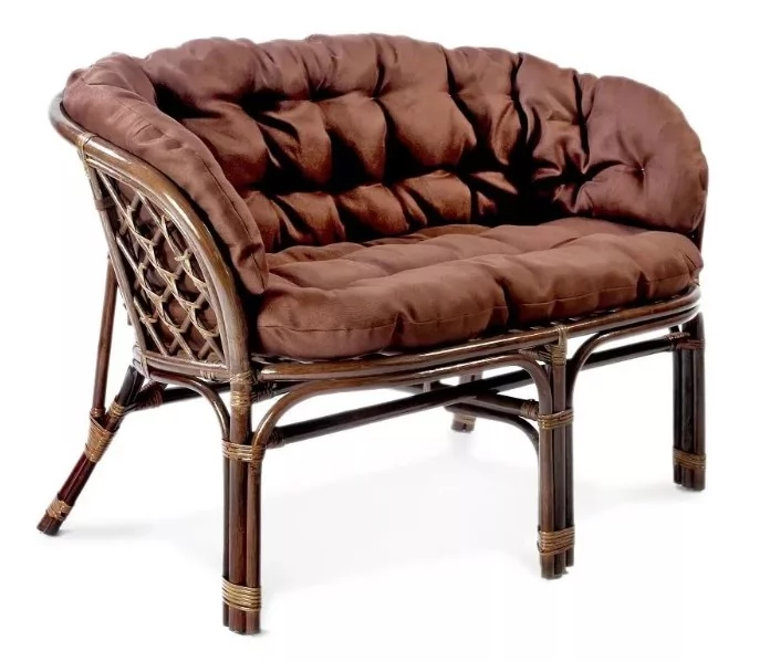 Диван Багама 2х местный, подушки светлые или коричневые полные Бахама8 натуральный / Bahama8_1