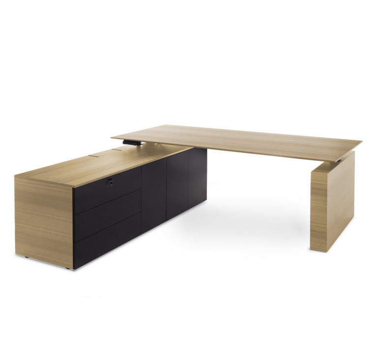 ТЕСЛА Стол письм. с тумбой СКС СВ.ЭВКАЛИПТ/ЧЕРНЫЙ 110 103 ЕCЛ-Л БЛ / TESLA SX ECL-L BL_0