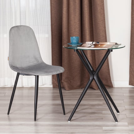 Стул БРЕЕЗЕ (мод. ДЖСC-58) Велюр/металл , 44 х 53 х 86 см, грей (серый) ХЛР 19 / черный / BREEZE (mod. JSC-58) grey HLR_8