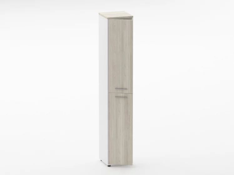 Шкаф 5 узкий закрытый Дека 10.23.16Л Дуб Сантана светлый/Белый / Deka_1