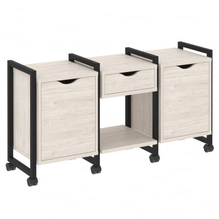 Тумба на колесных опорах наборная. Вариант №7 ЛОФТ ВР.Л-ТН-7.К Металл черный Денвер светлый / LOFT VR.L-TN-7.K_0