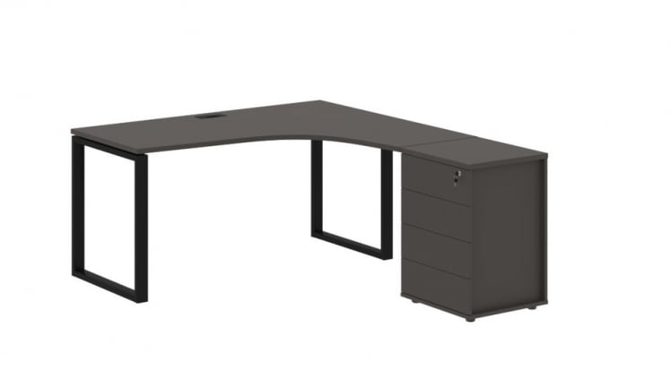 Стол эргономичный с тумбой правый ЕДИС ЕКCЕТ 1518 Р Мокко Черный / EDIS EQCET R_0