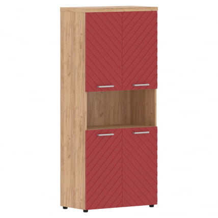 Шкаф с 2-мя комплектами глухих малых дверей и топом Торр ЛУКС ТЛХC 85.4 Дуб Бофорд Красный / Torr LUX TLHC_0