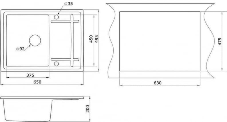 Кухонная мойка ГРАНУЛА 6501 Черный / GRANULA_2
