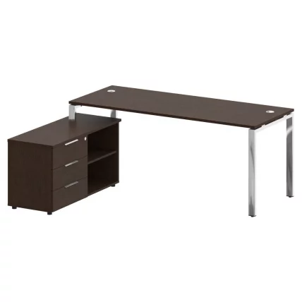Стол рабочий руководителя с опорной тумбой левый МЕТАЛ СЙСТЕМ ДИРЕCТ БГ.СРТ-5.7 Л Венге Цаво / METAL SYSTEM DIRECT_0