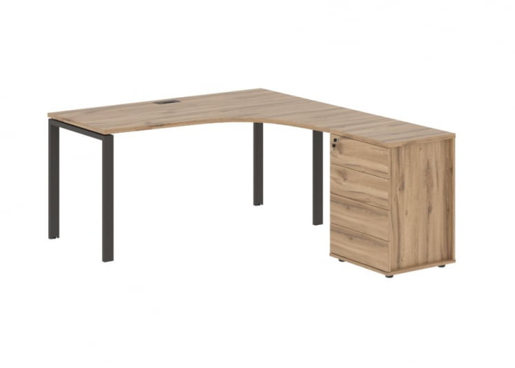 Стол эргономичный с тумбой правый ЕДИС ЕУCЕТ 1518 Р Дуб Денвер светлый Мокко / EDIS EUCET R_0