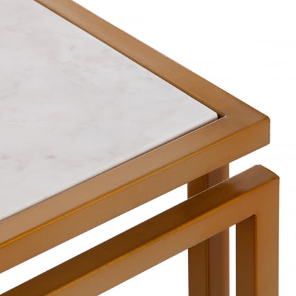 Столик кофейный Сеcрет Де Маисон КУАТТРО ( мод. 14153 ) алюминиевый сплав/мрамор, 41*41*41 см, золотой/белый мрамор / Secret De Maison QUATTRO mod._3