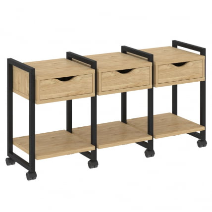 Тумба на колесных опорах наборная. Вариант №4 ЛОФТ ВР.Л-ТН-4.К Металл черный Тиквуд светлый / LOFT VR.L-TN-4.K_0