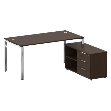 Стол рабочий руководителя с опорной тумбой левый МЕТАЛ СЙСТЕМ ДИРЕCТ БГ.СРТ-4.8 Пр Венге Цаво / METAL SYSTEM DIRECT_0