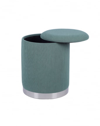 Пуф Эмили с ящиком серебро вельвет зеленый_2